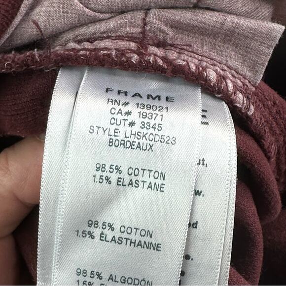 Frame Corduroy Le High Skinny Pants - BURGUNDY Bordeaux - Picture 5 of 8